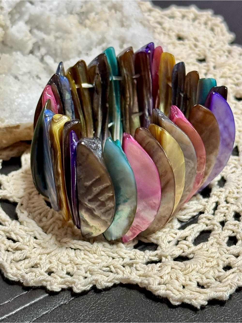 Multicolor Shell Petal Stretch Bracelet - Women Jewelry